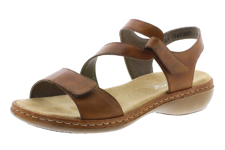 Bruna damsandaler/sandaletter i skinn från Rieker