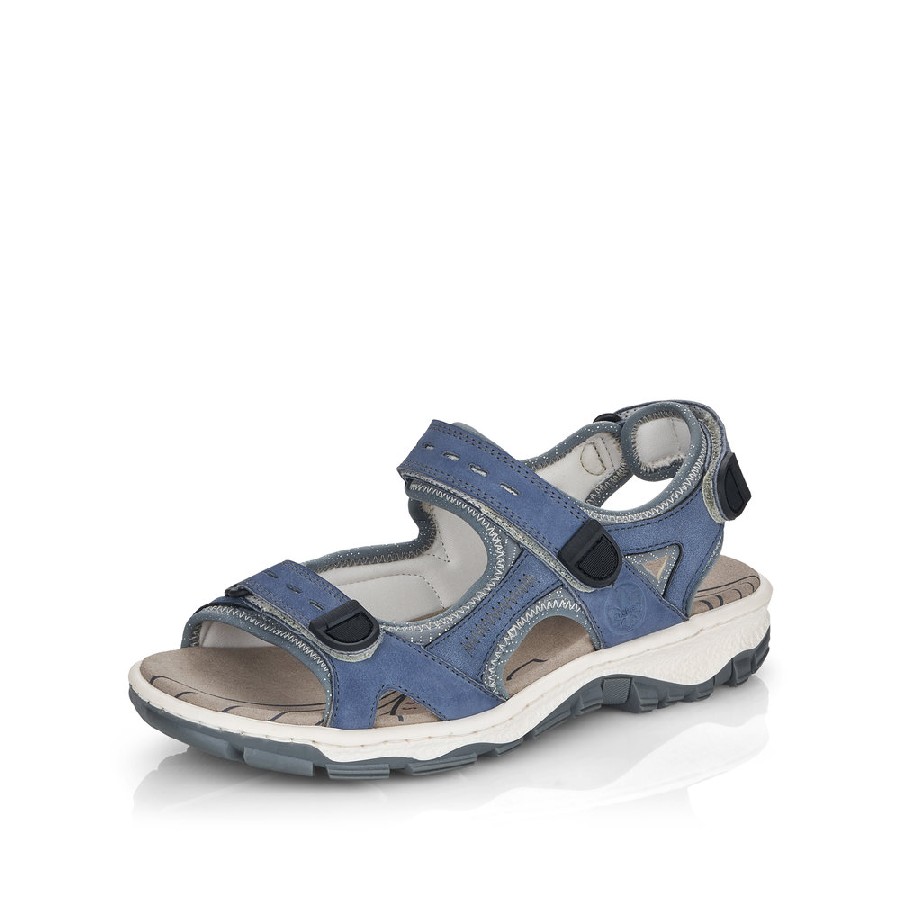 Blåa damsandaler/sandaletter i skinn från Rieker