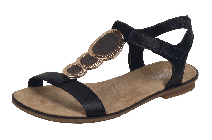 Svarta damsandaler/sandaletter i syntet från Rieker