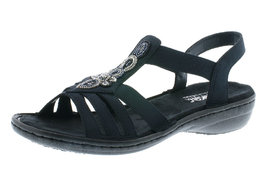 Marinblåa damsandaler/sandaletter i syntet från Rieker