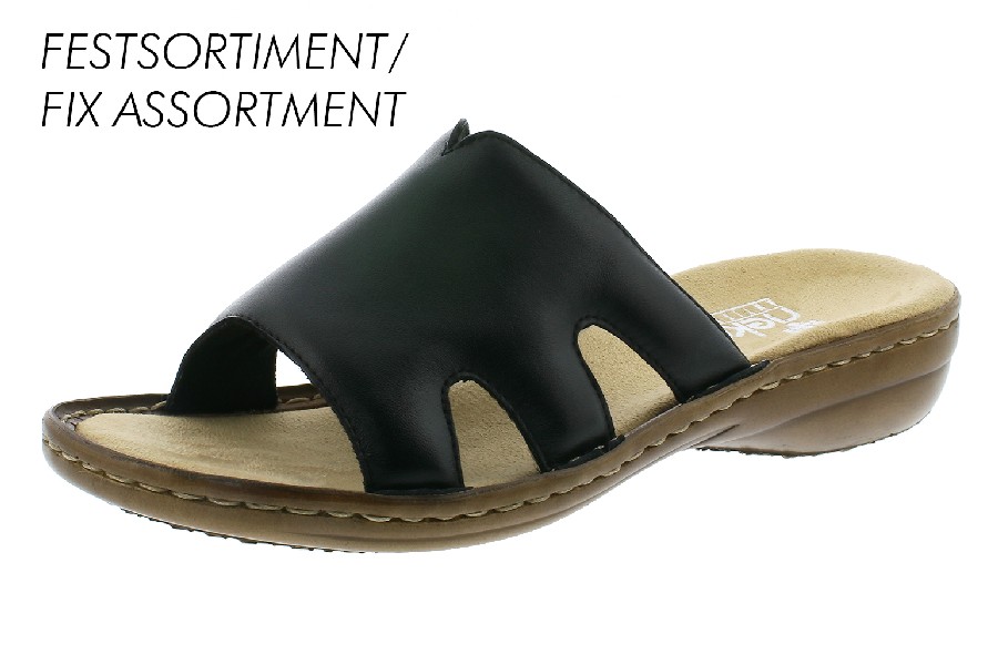 Svarta damsandaler/sandaletter i skinn från Rieker